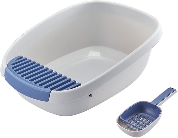 Open Cat Litter Box Large Litter Pan for Cats High Sided Kitten Litter Box with Cat Litter Scoop Removable Pedal Type Cat Toilet Pet Supplies Easy to Clean