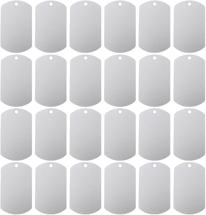 30pcs Blank Aluminum Dog Tags Pet Id Tags Silver 50x30mm Sturdy for Dogs Puppies Livestock Identification in Pet Supplies