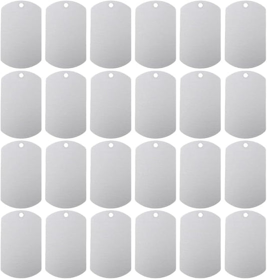 30pcs Blank Aluminum Dog Tags Pet Id Tags Silver 50x30mm Sturdy for Dogs Puppies Livestock Identification in Pet Supplies