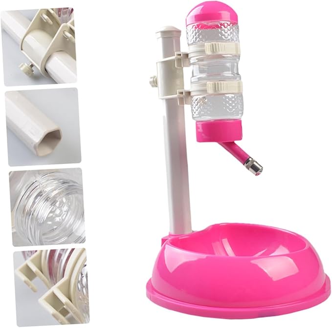 Happyyami Drinking Fountain for Dogs Pet Waterer Feeder Non-Slip Base Rose Pink