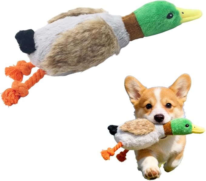 Dog Toys for Aggressive Chewers, 2026 Upgraded Duck Dog Toys Large Dogs Indestructible, Vocal Toys with Built-in Squeaker for Boredom Relief, Cute Yellow Duckling Plush for Playtime (Brown)