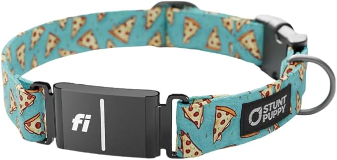 Stunt Puppy Dog Collar, Fi Series 3 Ready, Jill Kittock Pizza, Small - Compatible with Fi GPS Device (Not Included)