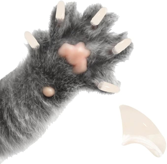 6 Month Piece Soft Nail Caps with Adhesive for Cat Claws - Ivory Medium