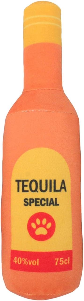 Dog Squeaky Toy Novelty Bottle Shaped Soft Dog Toys Squeaker Sound Pet ing Toys for Aggressive ers Pets Supplies, Orange