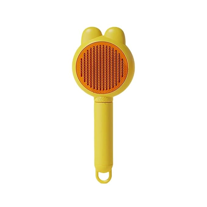 Cat Grooming Comb Set - Self-Cleaning Rabbit Ear Pet Hair Remover Brush for Cats & Small Animals(Yellow)
