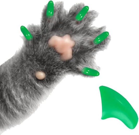 6 Month Piece Soft Nail Caps with Adhesive for Cat Claws - Shamrock Green Small