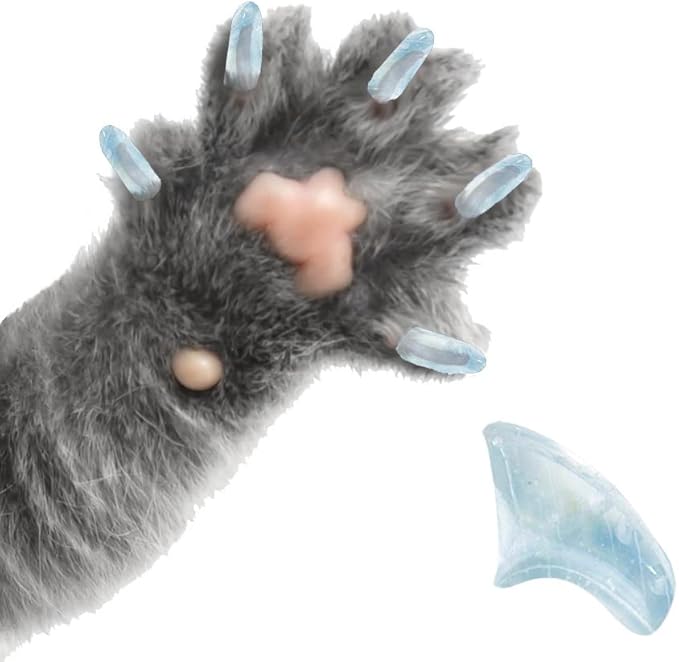 6 Month Piece Soft Nail Caps with Adhesive for Cat Claws - Crystal Clear Small