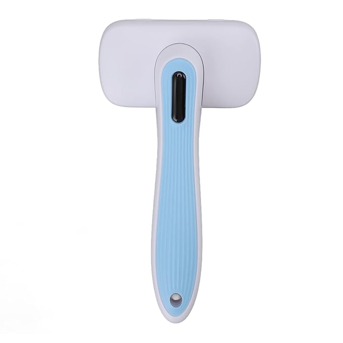 Cat Brush For Shedding, De Shedding Brush Dog Hair Dogs Cats Grooming Tool Self Cleaning Slicker Hair For Rabbit Massage Removes Loose Undercoat (Steel Wire Blue)