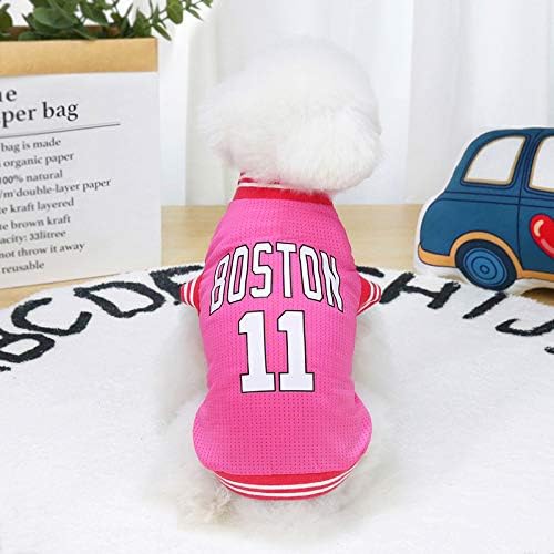 Dog Clothes Basketball Mesh Breathable T-Shirt,Pet Clothes Puppy Sportswear Spring/Summer Fashion Dog Shirt. (Pink, Large)