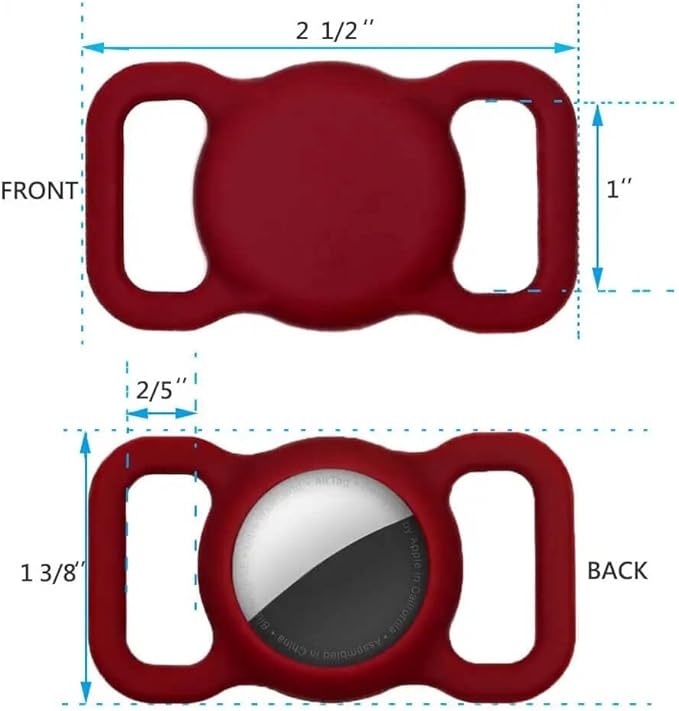 SWINCHO for AirTag Dog Collar Holder [2 Pack] Waterproof High-Strength Elastic Silicone Dog Cat Air Tag Holder (WineRed&Midnight Blue)