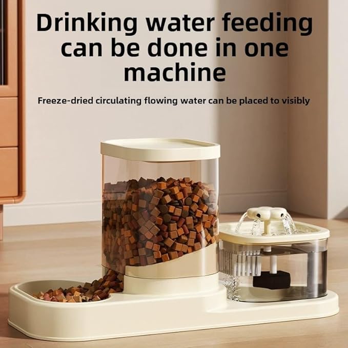 Automatic Cat Food Feeder and Water Circulation Drinker 2-in-1 Set Large Capacity Drinker Suitable for Pet Dogs, Puppies, Kittens