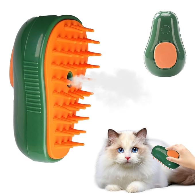 Cat Steam Brush, Steamy Pet Brush Water Brush for Cats and Dogs, Multifunctional Pet Hair Comb Cat Brush with Steam, Grooming Brush Spray Comb for Dogs and Cats (B- Green)