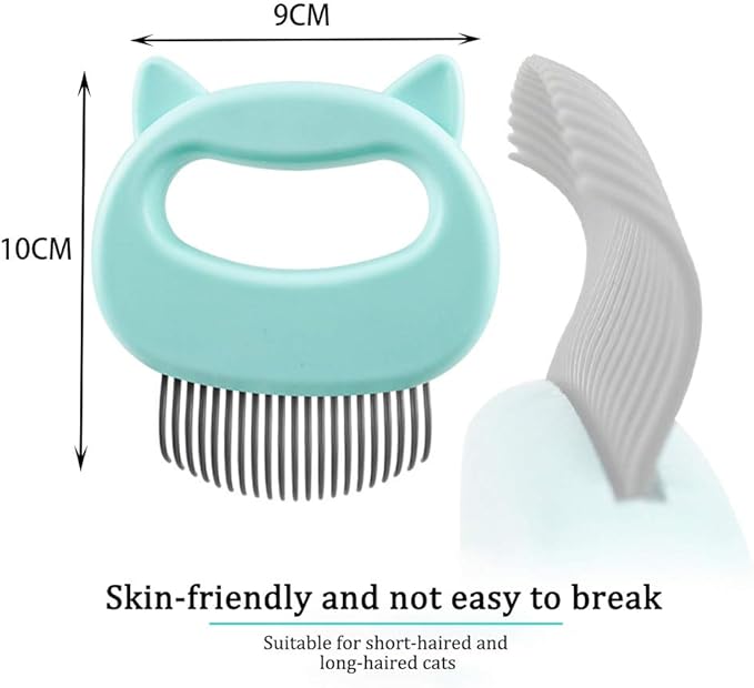 Relaxing Cat’s Comb Massager, Cat Brush with Extra Soft Silicone Pins – Grooming & Shedding Massage Brush for Short & Long Hair -Promote Blood Circulation (Green)