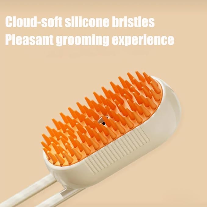 Cat Steam Brush for Massaging and Cleaning Shedding Pets (White)