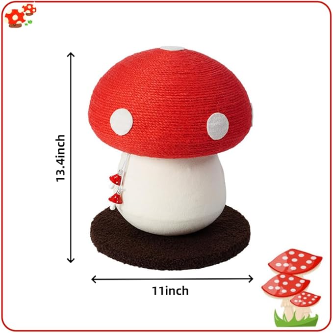 Mushroom Cat Scratching Post Cute Kitten Scratching Board with Natural Sisal Rope for Kittens and Small Cats