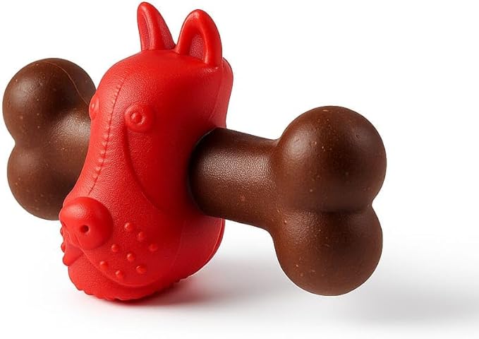 Dog Chew Toy – Bone Shape Rubber Pet Toy for Dogs, Interactive Indoor Play Toy, Lightweight Red Dog Toy