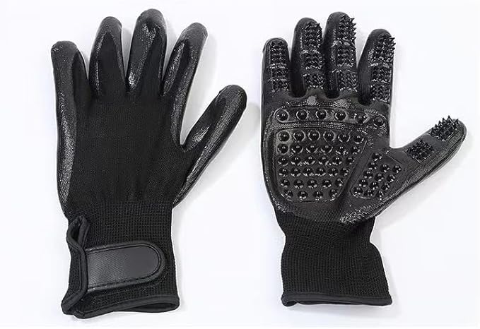 Hands on Pet Grooming Gloves for Dogs, Cats, and Horses – Gentle Deshedding Brush, Hair Remover, and Massage Tool