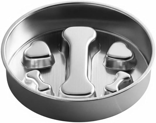 Slow Feeder Dog Bowl Easy to Clean Non-Slip Slow Eating Dish Dishwasher Pet Supplies for Large Dogs, 18CM, Bone