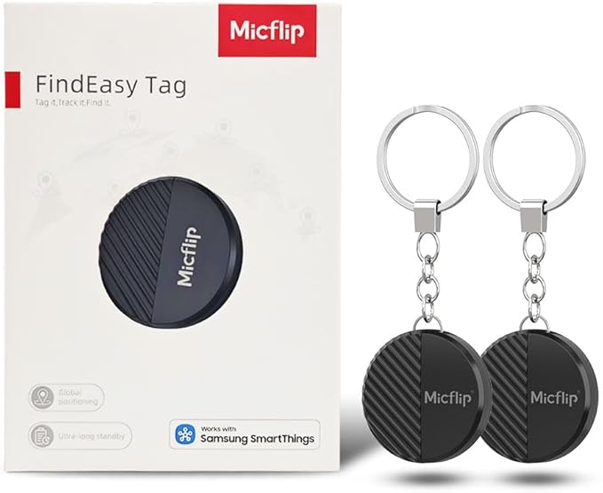 Bluetooth SmartTag Tracker Works with Samsung SmartThings, Smart Tag GPS Locator Tracking Device, Item Finder for Keys, Wallet, Luggage, Reverse Search Phones, 2 Pack, Black (Android 11 or Later)