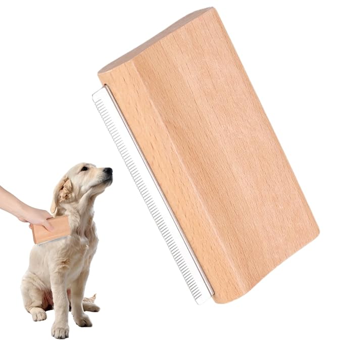 Deshedding Brush, Fine Steel Teeth Cat Grooming Brush Wooden Handle Horse Massage Comb for Long Hair Dogs Cats Horses