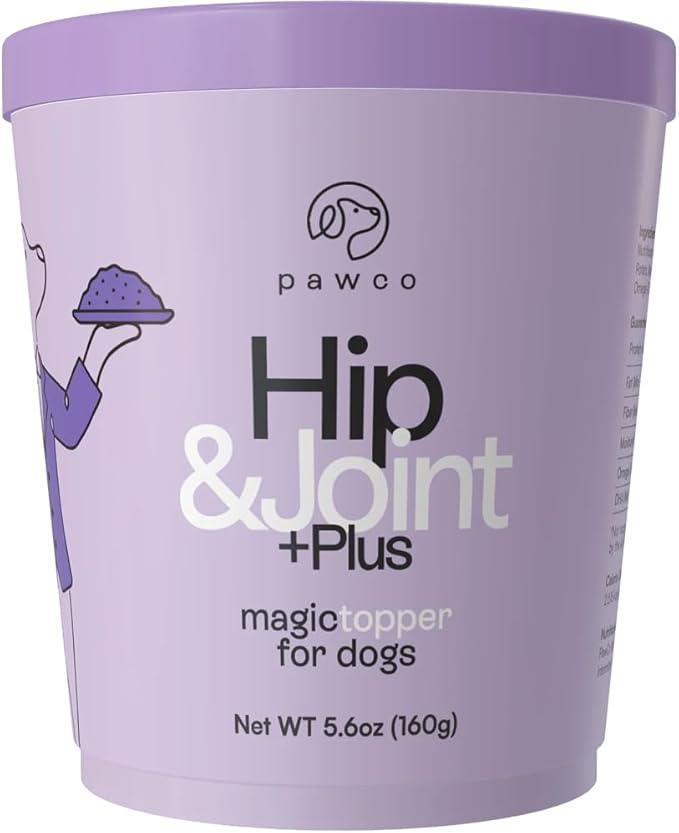 Pawco Dog Food Toppers for Picky Eaters, Hip & Joint – Supports Mobility & Joint Health – Functional Dog Food Flavor Enhancer with Omega-3, Pumpkin & Carrots – Magic Topper – 5.6oz