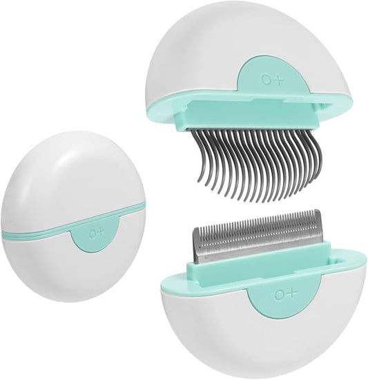 Yardwe Cat Hair Comb Mint Green Pet Grooming Brush with Massage Function Dual Use Shedding and Deshedding Tool for Cats Non Slip Handle Easy to Carry for Care