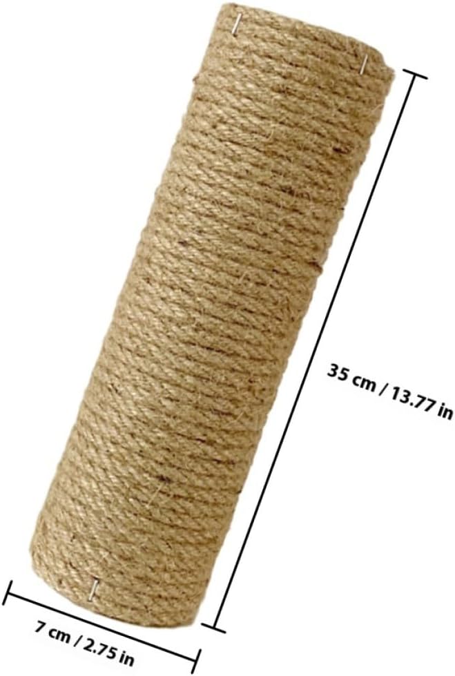 Cabilock Wooden Cat Scratch Post with Wear-Resistant Rope, 7cm Diameter X 35cm Length, Indoor Reusable Kitten Scratcher for Cat Climbing and Furniture Protection