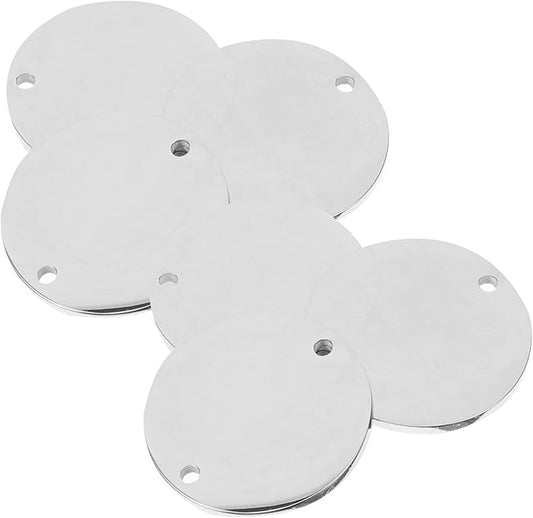 Totority 6pcs Stainless Steel Double-Hole Round Dog Id Tags 20mm Mirror Polished Blank Pet Name Tags for Engraving DIY Pet Supplies