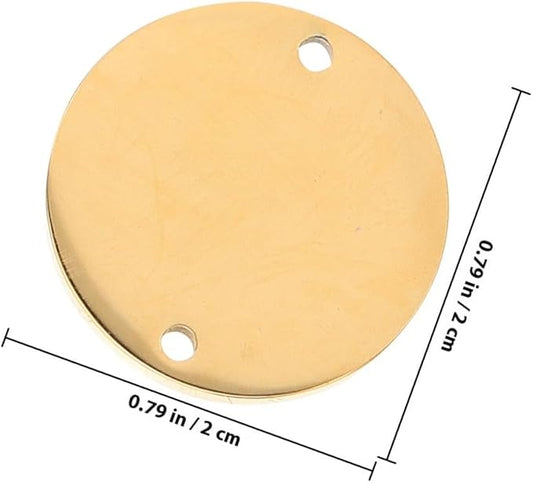 6pcs Stainless Steel Round Id Tags Double Hole Polished Metal Stamping Blanks 20mm for Pet Collar Engraving, Anti-Lost Dog Name Tags DIY Supplies