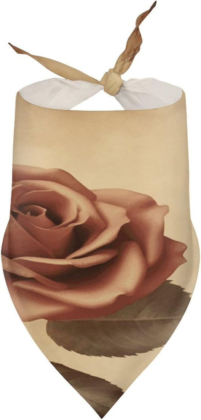 Dog Bandana Spring Pet Scarf Adjustable Triangle Vintage Rose Printing Dog Bib Washable Polyester Puppy Bandana for Small Medium Large Dogs Cat Birthday Party Supplies