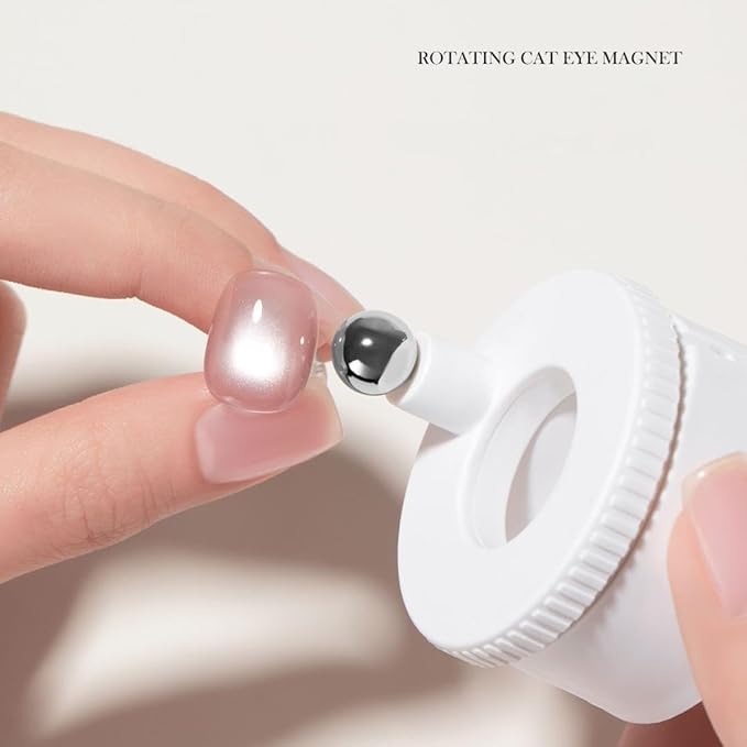 Rotating Cat Eye Magnet, Adjustable Cylinder Stand, Beginner Friendly Nail Tool with Uniform Magnetic Force and Excellent Light Absorption, Can Easily DIY Glossy Cat Eye Effect (#b)