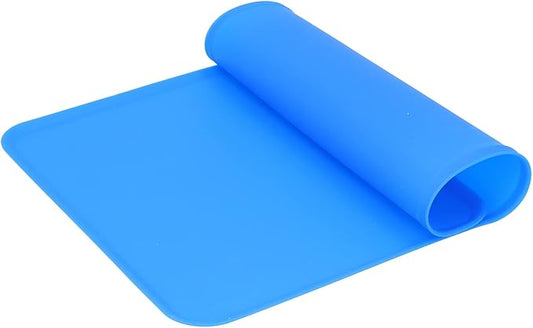 Silicone Non Slip Pet Feeding Bowl Mat for Dogs, Leakproof Dog Placemat for Food and Water, 11.8x18.9in Pet Supplies (Blue)