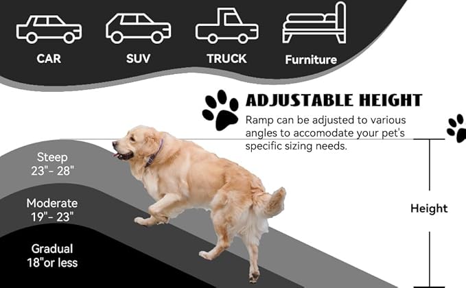 PawStep 51006 61 inch Portable Folding Pet Ramp with Carpet Great for Truck SUV Car