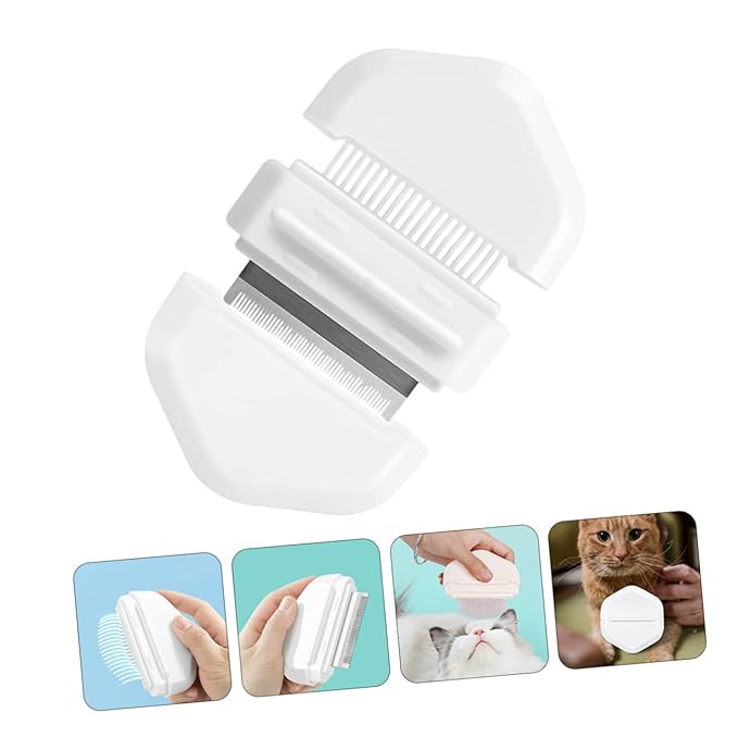 Cat Grooming Brush and Massage Tool Pet Hair Removal Comb for Cats and Dogs for Daily Use and Bath Ivory White
