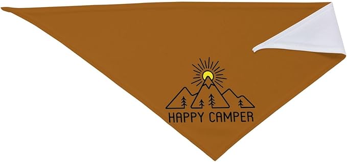 Happy Camper Summer Dog Bandana，Adorable Puppy Accessory for the avid Camper ，Pet Neckerchief for Pets Daily Wear Photo Prop Party Supplies,Funny Cute Dog Bandana (Brown)