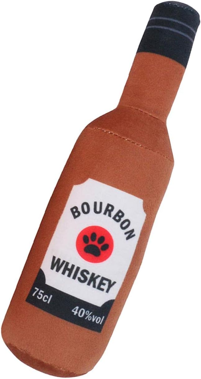 Dog Squeaky Toy Novelty Bottle Shaped Soft Dog Toys Squeaker Sound Pet ing Toys for Aggressive ers Pets Supplies, Coffee