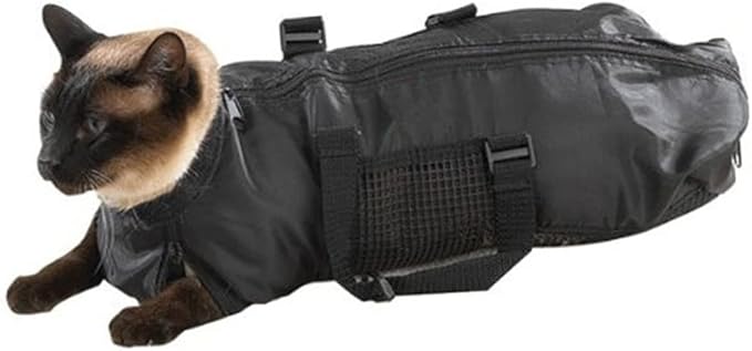 VANZACK Cat Grooming Bag Muzzle Bathing and Clipping Bag for Cats Water-Resistant Secure Fit Handles for Nail Clipping and Cleaning
