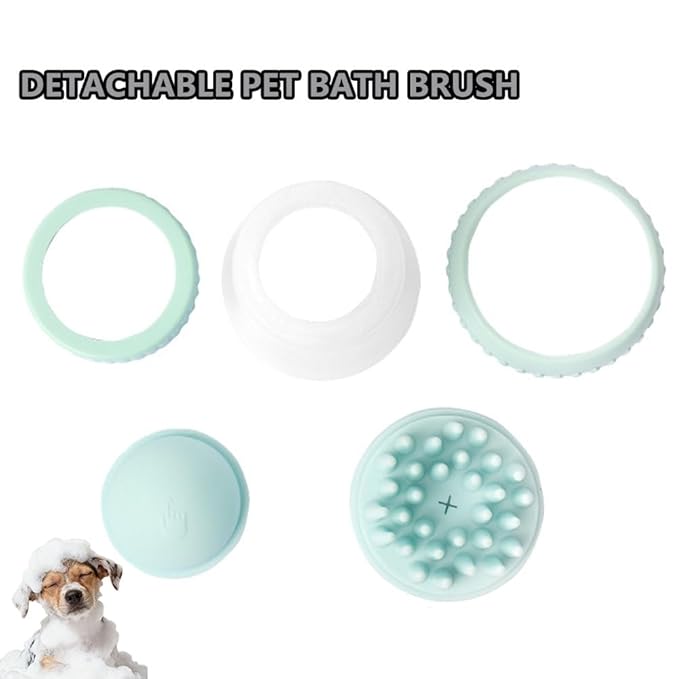Pet Grooming Bath Brush Dog Cat Massage Brush Comb Bubble Maker with Shampoo Dispenser for Shower Scrubbing Remove Shedding Hair Soothing Massage Pet Supplies - Gray