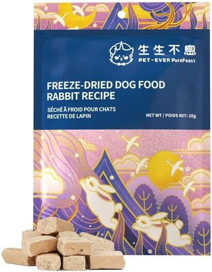 Freeze Dried Dog Treats, 94% Animal Origin Freeze Dried Raw Food, High Protein Healthy Food Toppers & Meal Mixers for Dog (Rabbit Recipe - 0.7 Ounce)