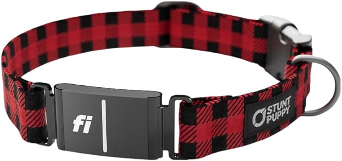 Stunt Puppy Dog Collar, Fi Series 3 and 3+ Ready, Lumberpup Buffalo, Medium - Compatible with Fi GPS Device (Not Included)