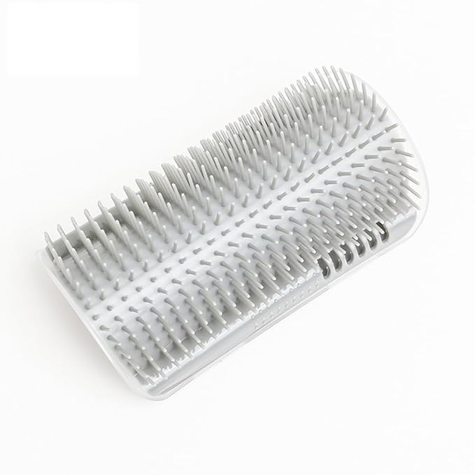 Cat Self Groomer Wall Corner Massage Comb Grooming Brush Soft Rubber Bristles Kitten Massager Tool Fit for Flat Wall Corner Cage and Hand Hold (Gray)