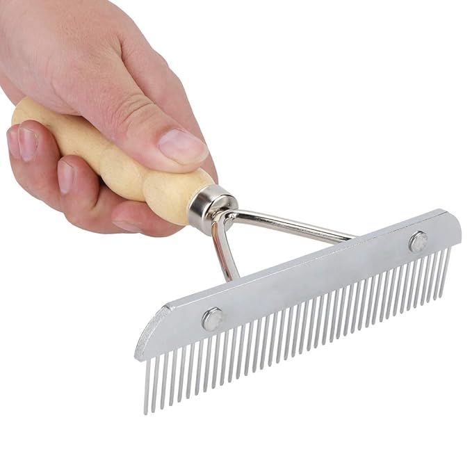 Rengue Dog Rake, Combs Pet Hair Comb for Effective Grooming and Cleaning for Dogs and Cats 6.30x6.30x1.57inch Dog Rake, Wooden Handle Dematting Tool, Nan Supplies