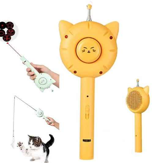 Cat Brushes For Indoor Cats 5-In-1 Function Pet Hair Cleaner Brush For Cats - Ultimate Indoor Cat Grooming Tool,Pet Brush With Release Button,Cat Brush,Cat Hair Brush With Release (yellow)