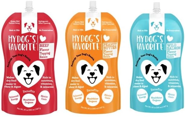 My Dog's Favorite Organic Dog Food Topper Bundle - Omega-3 Probiotics & Turmeric for Digestion & Immunity Support - High-Protein Meal Enhancer for Picky Eaters - Healthy Dry Food Topping
