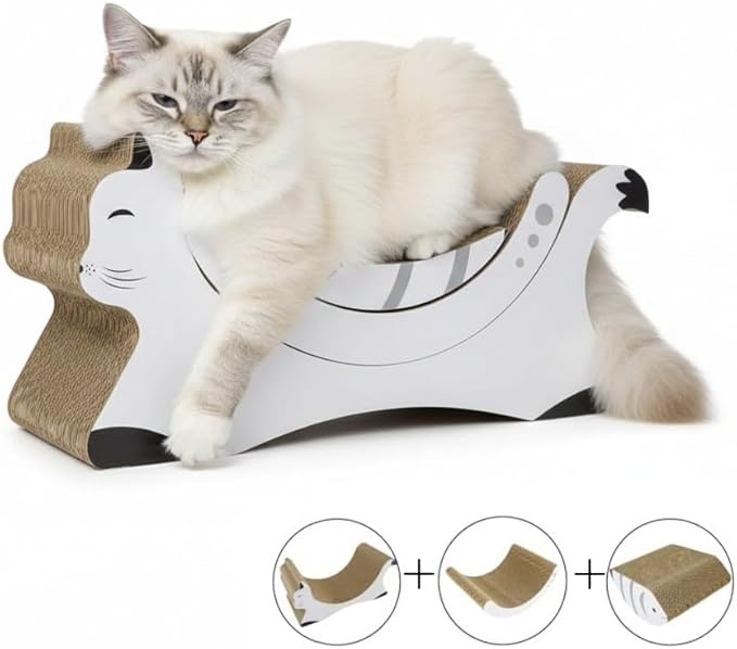 3 in 1 Cat Scratching Board, Reversible Infinity Style Cat Scratcher, Cardboard with Double-Sided Usability,Textures Design U-Shaped Corrugated