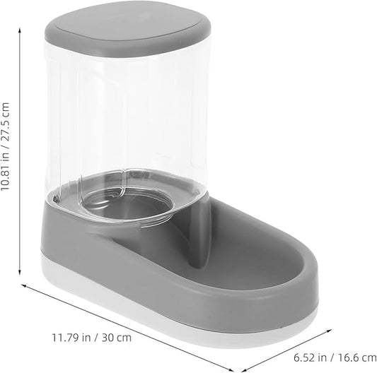 Automatic Pet Feeder and Water Dispenser Gravity Cat Feeder with Dry Food Storage Capacity Suitable for Small and Large Dogs and Cats in Elegant Gray