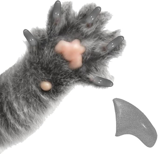 6 Month Piece Soft Nail Caps with Adhesive for Cat Claws - Gunmetal Grey Large