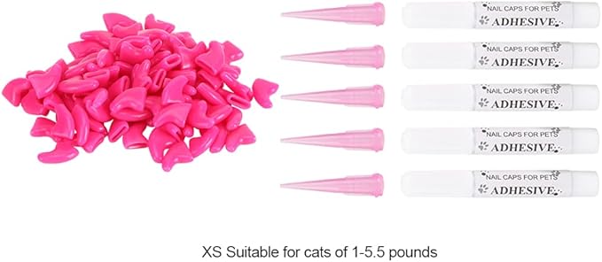 aqxreight 100PCS Pet Cat Soft PVC Nail Cover Claw Wrap Grooming Accessory Cat 2 Pet Scratchin Nail CoverCat CapCat Claw Grooming CoverCat Accessory (XS)