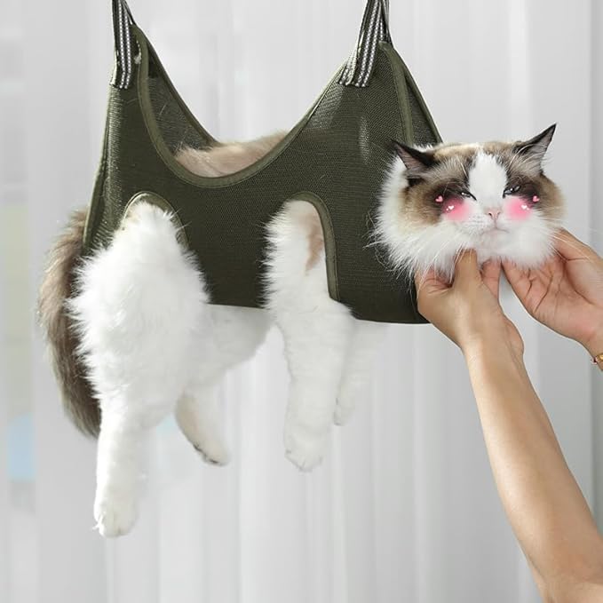 Cat Grooming Hammock, Anti Scratch and bite cat Bath Bag, can be Hung and Fixed, has Good Breathability, pet Nail Clippers, Nail Files, Suitable for Daily pet Care