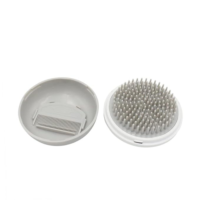 Happyyami Multifunctional Pet Grooming Comb Grey Bathing and Massage Tool for Dogs and Cats Easy Hair Removal and Detangling Comb Skin-friendly Cleaning Brush for Shedding and Dander